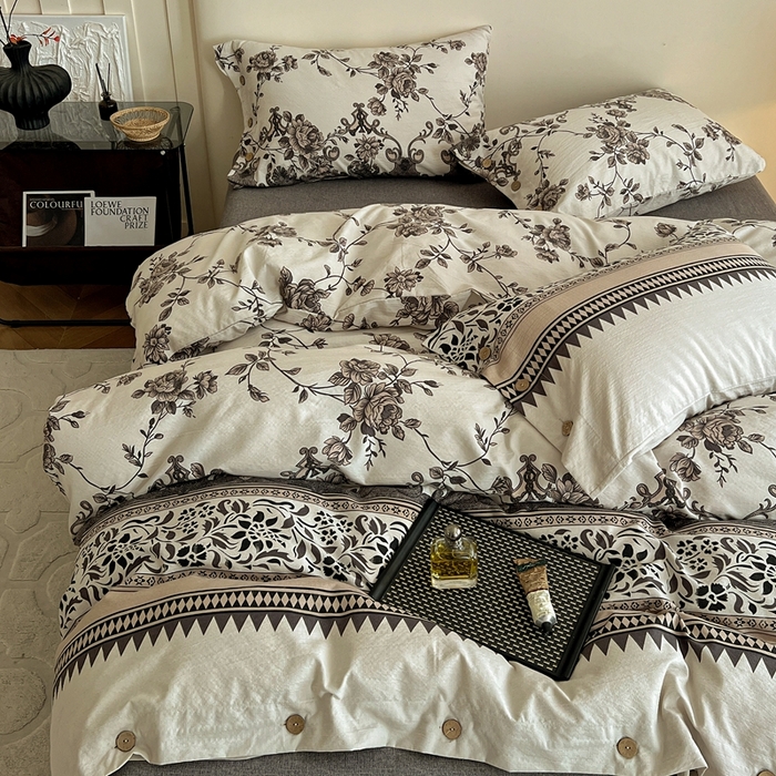 91家纺网 家纺一手货源 找家纺 （总）仟网汇  2025新款亚麻纽扣款四件套