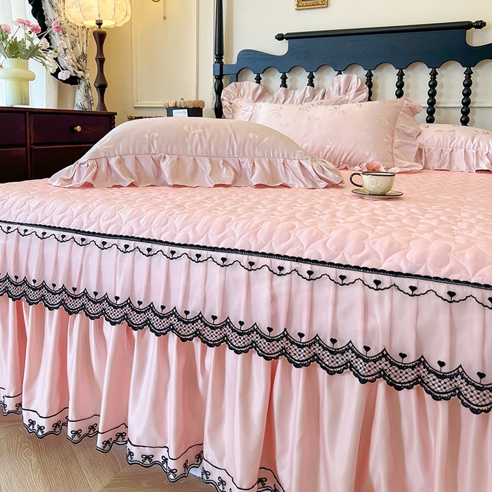 91家纺网 家纺一手货源 找家纺 （总）网红馆（ck家纺）2025新款提花蕾丝边床裙三件套-相思蝶