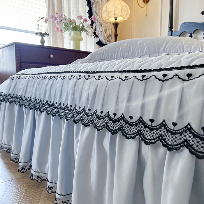 91家纺网 家纺一手货源 找家纺 网红馆（ck家纺）2025新款提花蕾丝边床裙三件套-相思蝶 相思蝶-蓝