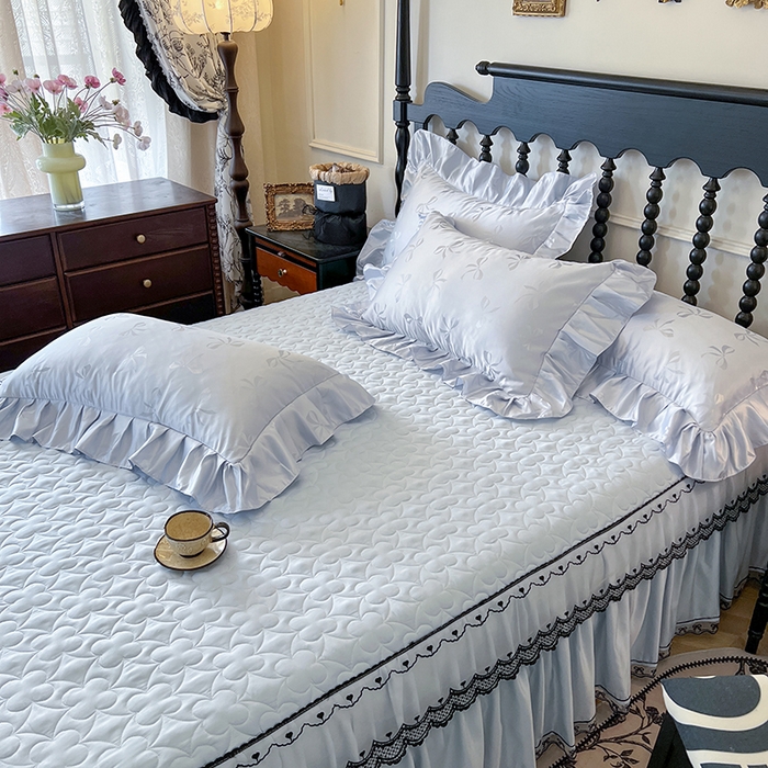 91家纺网 家纺一手货源 找家纺 网红馆（ck家纺）2025新款提花蕾丝边床裙三件套-相思蝶 相思蝶-蓝