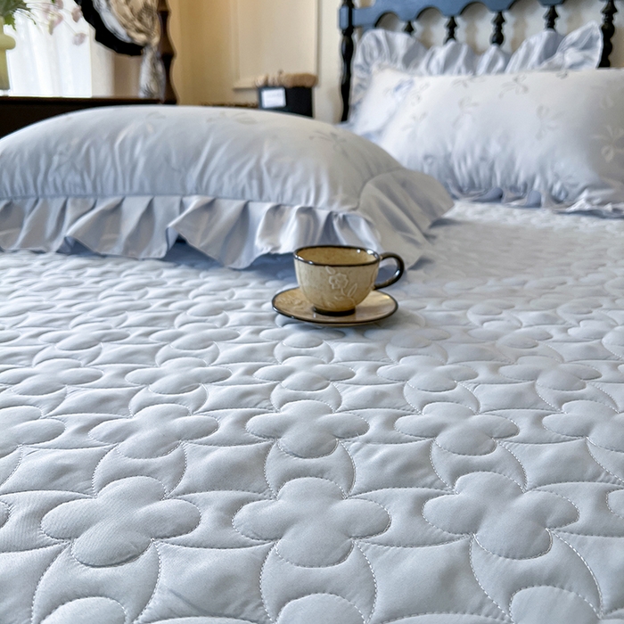 91家纺网 家纺一手货源 找家纺 网红馆（ck家纺）2025新款提花蕾丝边床裙三件套-相思蝶 相思蝶-蓝