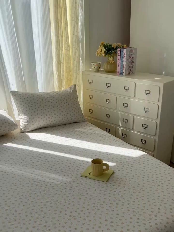 91家纺网 家纺一手货源 找家纺 沐芷 2025 沐芷A类双层纱床笠单件/床笠三件套  床笠款床罩床垫保护套罩 橘子海