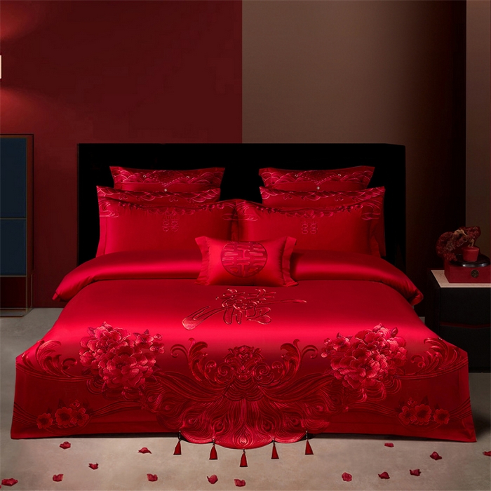 91家纺网 家纺一手货源 找家纺 （总）宏羽纺家纺 2025新款全棉100%全棉新中式婚庆多件套