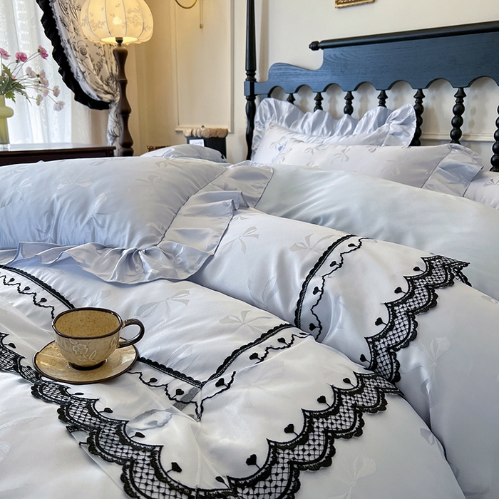 91家纺网 家纺一手货源 找家纺 （总）网红馆（ck家纺）2025新款提花蕾丝边床裙四件套-相思蝶