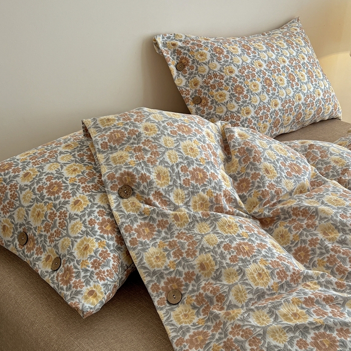 91家纺网 家纺一手货源 找家纺 仟网汇  2025新款亚麻纽扣款四件套 洛神