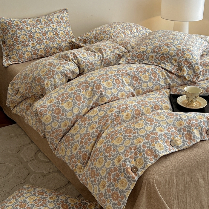 91家纺网 家纺一手货源 找家纺 仟网汇  2025新款亚麻纽扣款四件套 洛神