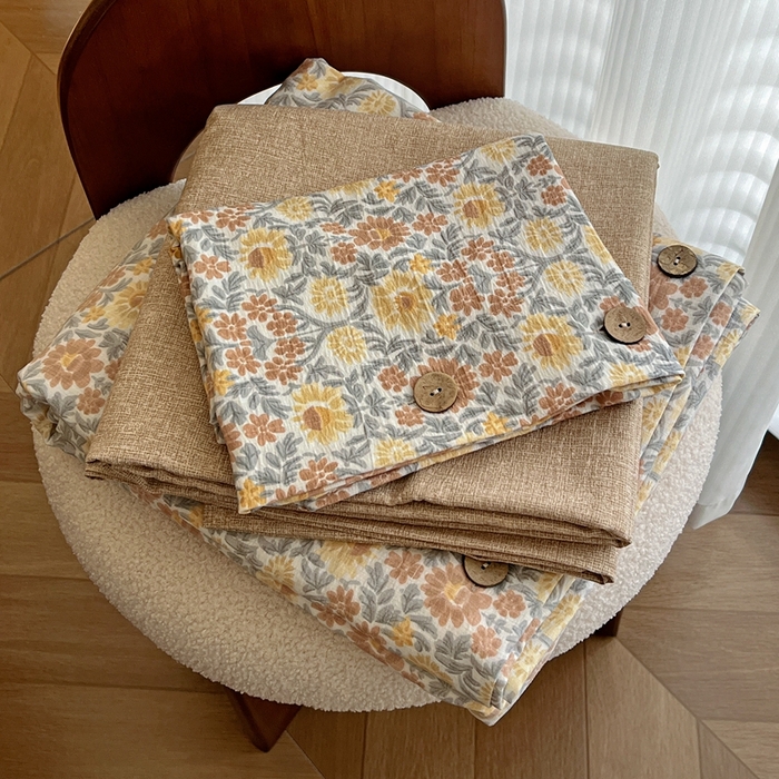 91家纺网 家纺一手货源 找家纺 仟网汇  2025新款亚麻纽扣款四件套 洛神