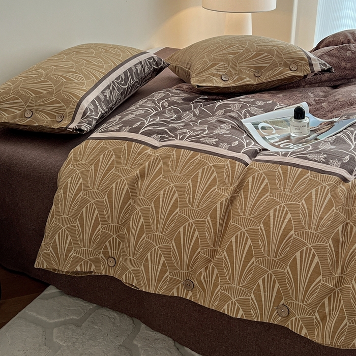 91家纺网 家纺一手货源 找家纺 仟网汇  2025新款亚麻纽扣款四件套 曼森