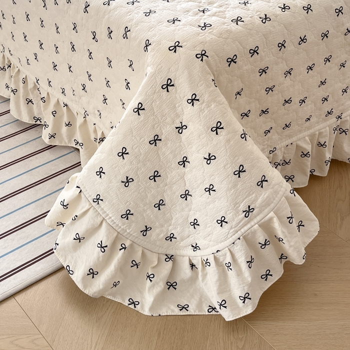 91家纺网 家纺一手货源 找家纺 （总）库里梦家纺 2025新款韩版花边小清新色织水洗双层纱木棉四件套