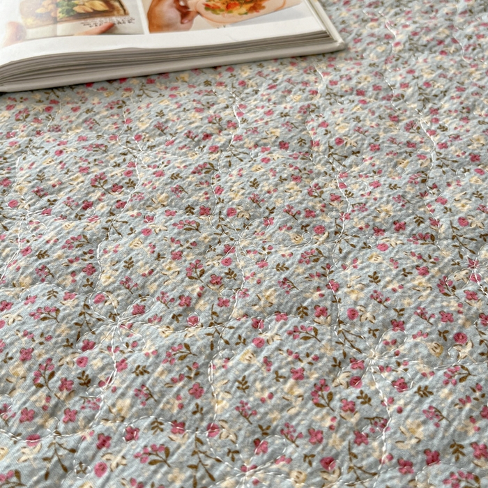 91家纺网 家纺一手货源 找家纺 库里梦家纺 2025新款韩版花边小清新色织水洗双层纱木棉四件套 华美爱恋