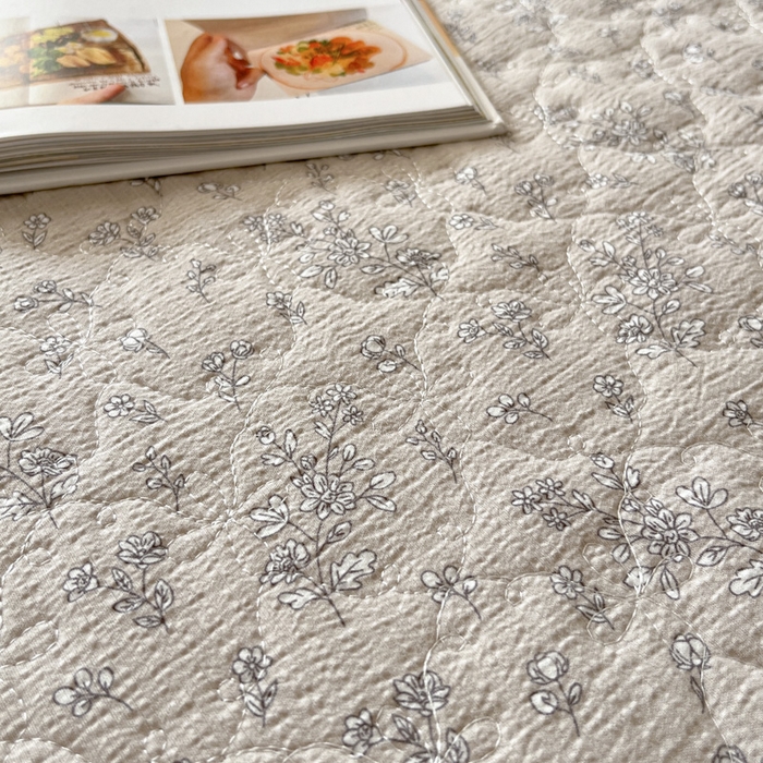 91家纺网 家纺一手货源 找家纺 库里梦家纺 2025新款韩版花边小清新色织水洗双层纱木棉四件套 小叶蔓