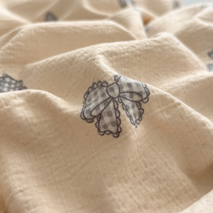 91家纺网 家纺一手货源 找家纺 库里梦家纺 2025新款韩版花边小清新色织水洗双层纱木棉四件套 结美