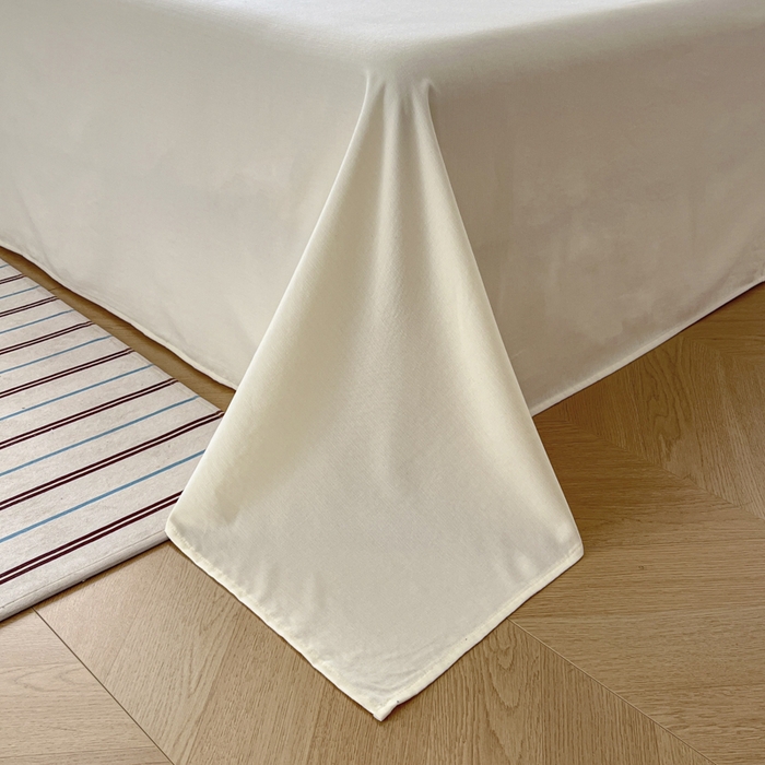 91家纺网 家纺一手货源 找家纺 库里梦家纺 2025新款韩版花边小清新色织水洗双层纱木棉四件套 南枝紫