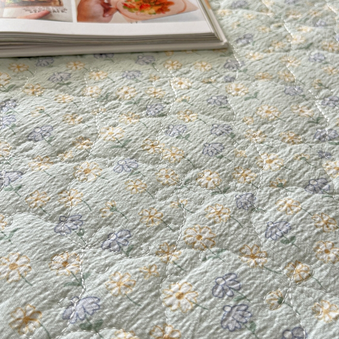 91家纺网 家纺一手货源 找家纺 库里梦家纺 2025新款韩版花边小清新色织水洗双层纱木棉四件套 莱德