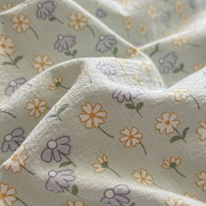 91家纺网 家纺一手货源 找家纺 库里梦家纺 2025新款韩版花边小清新色织水洗双层纱木棉四件套 莱德