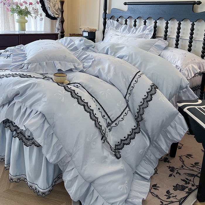 91家纺网 家纺一手货源 找家纺 （总）网红馆（ck家纺）2025新款提花蕾丝边床裙四件套-相思蝶