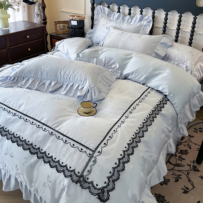 91家纺网 家纺一手货源 找家纺 （总）网红馆（ck家纺）2025新款提花蕾丝边床裙四件套-相思蝶