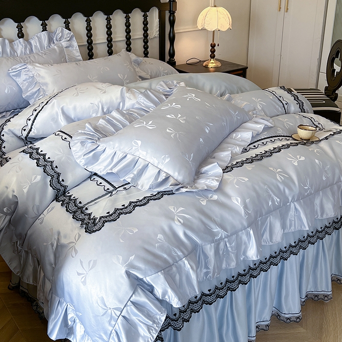 91家纺网 家纺一手货源 找家纺 （总）网红馆（ck家纺）2025新款提花蕾丝边床裙四件套-相思蝶