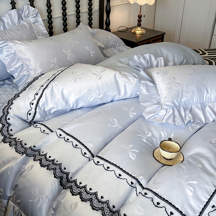 91家纺网 家纺一手货源 找家纺 （总）网红馆（ck家纺）2025新款提花蕾丝边床裙四件套-相思蝶