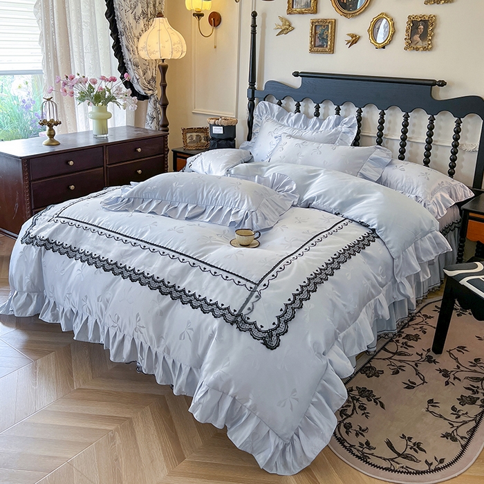 91家纺网 家纺一手货源 找家纺 （总）网红馆（ck家纺）2025新款提花蕾丝边床裙四件套-相思蝶