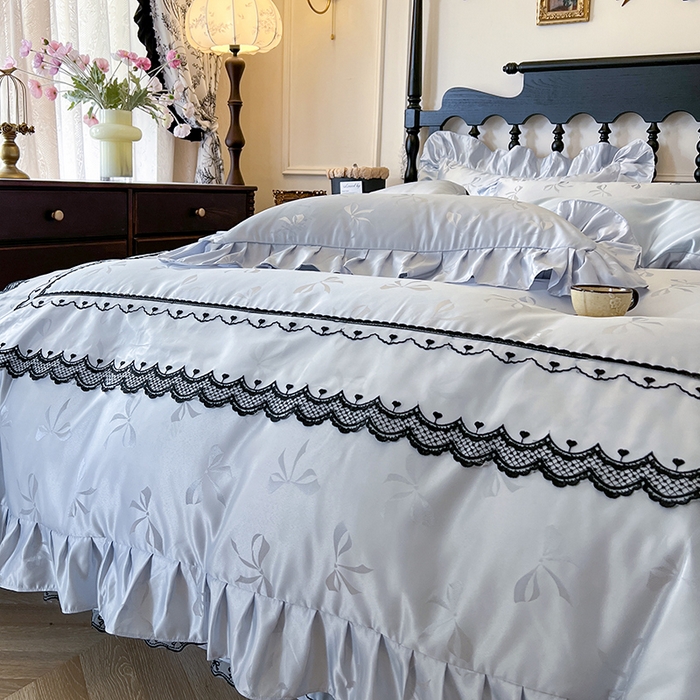 91家纺网 家纺一手货源 找家纺 （总）网红馆（ck家纺）2025新款提花蕾丝边床裙四件套-相思蝶