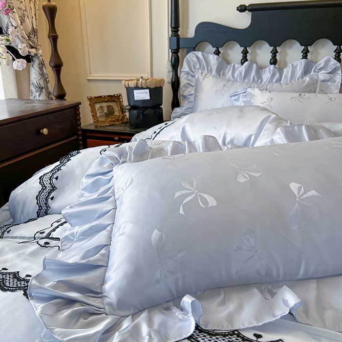 91家纺网 家纺一手货源 找家纺 （总）网红馆（ck家纺）2025新款提花蕾丝边床裙四件套-相思蝶