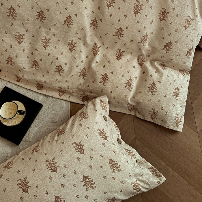 91家纺网 家纺一手货源 找家纺 仟网汇  2025新款亚麻纽扣款四件套 秋意