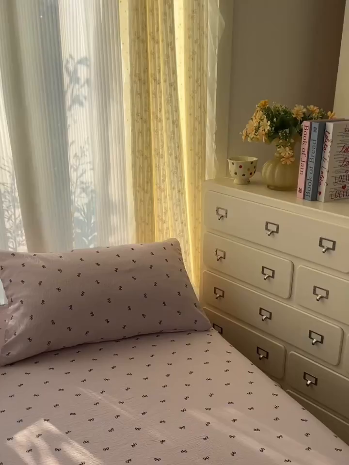 91家纺网 家纺一手货源 找家纺 沐芷 2025 沐芷A类双层纱床笠单件/床笠三件套  床笠款床罩床垫保护套罩 小紫情调