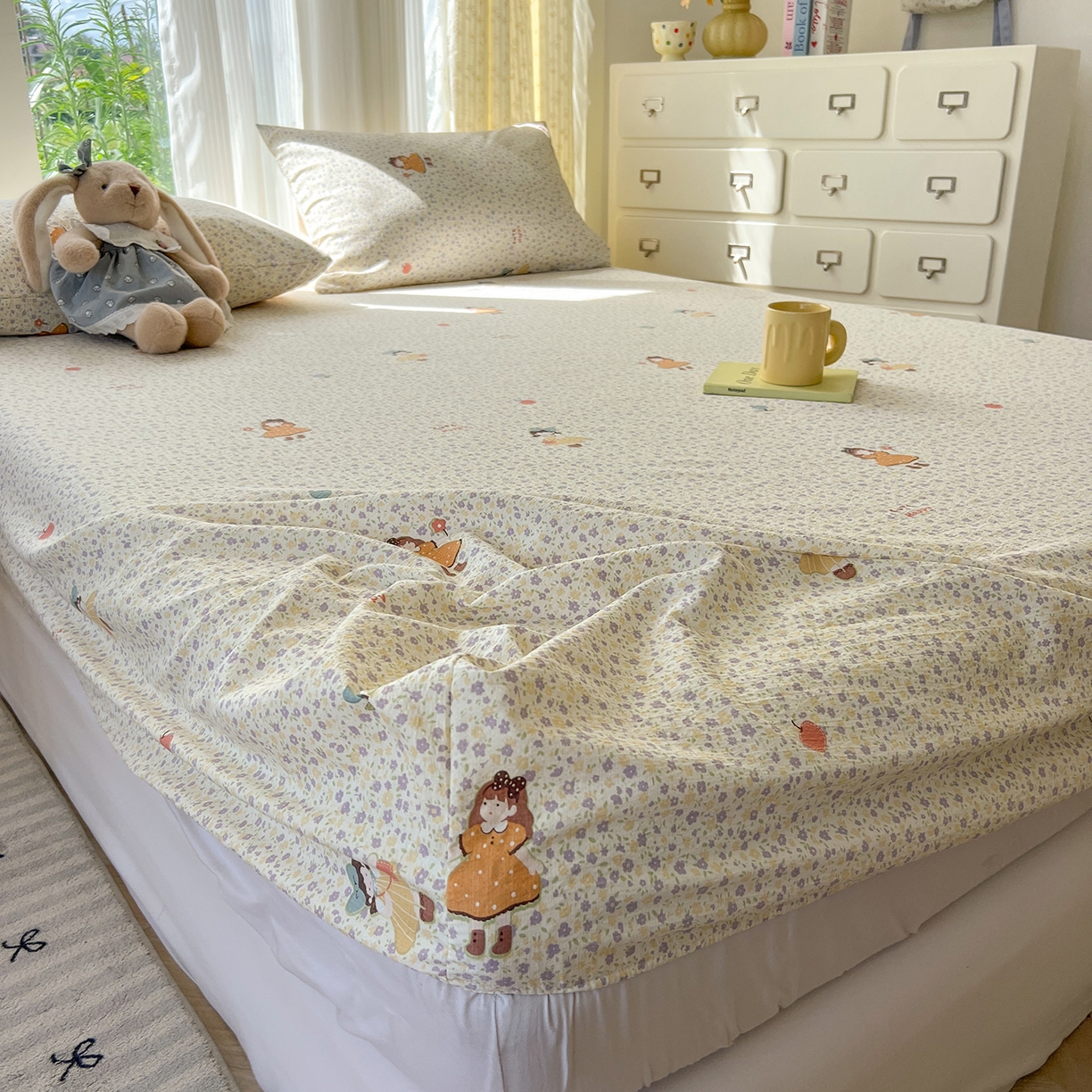 91家纺网 家纺一手货源 找家纺 沐芷 2025 沐芷A类双层纱床笠单件/床笠三件套  床笠款床罩床垫保护套罩 星砂入梦