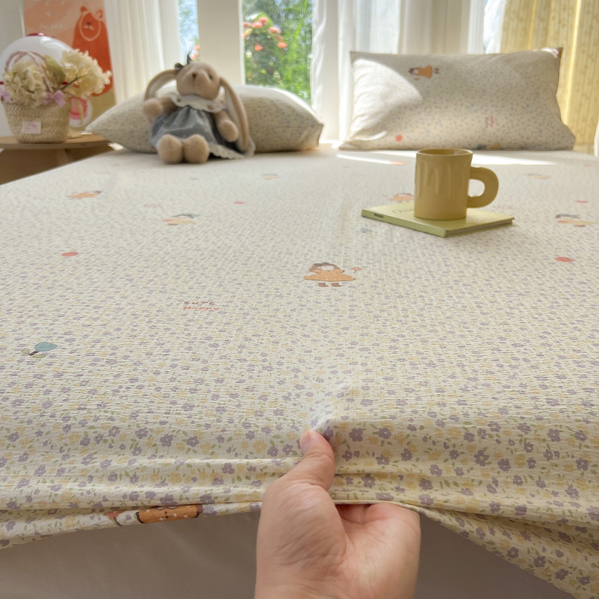 91家纺网 家纺一手货源 找家纺 沐芷 2025 沐芷A类双层纱床笠单件/床笠三件套  床笠款床罩床垫保护套罩 星砂入梦