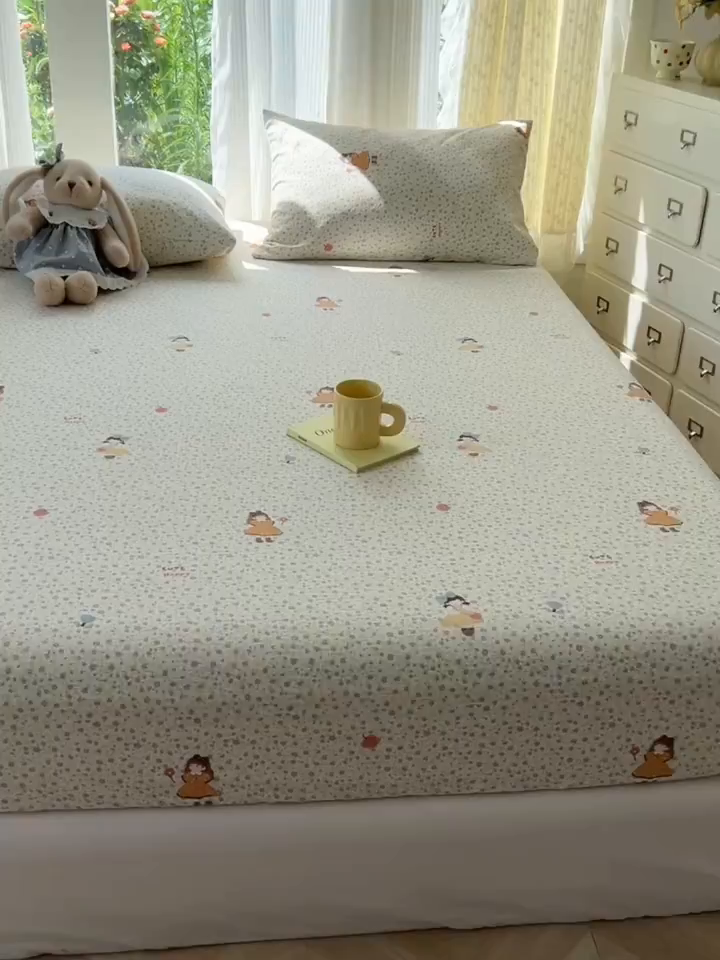 91家纺网 家纺一手货源 找家纺 沐芷 2025 沐芷A类双层纱床笠单件/床笠三件套  床笠款床罩床垫保护套罩 星砂入梦