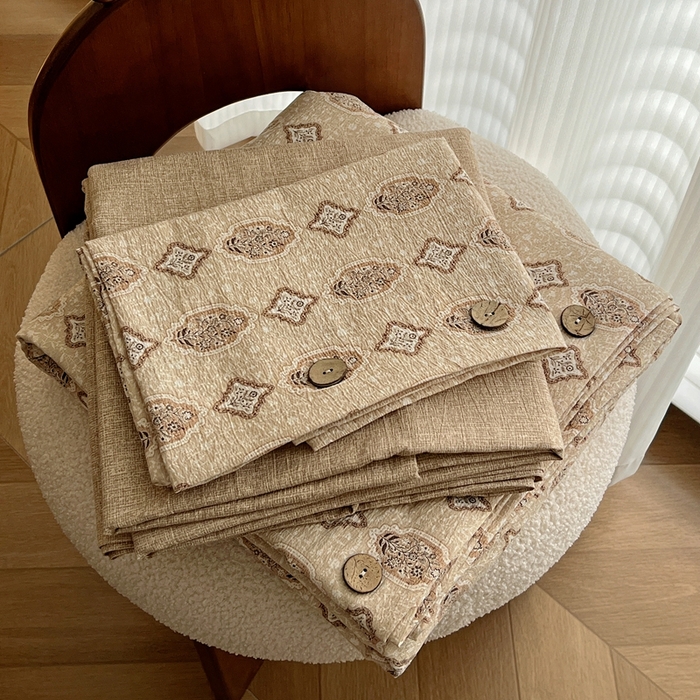 91家纺网 家纺一手货源 找家纺 仟网汇  2025新款亚麻纽扣款四件套 时光里