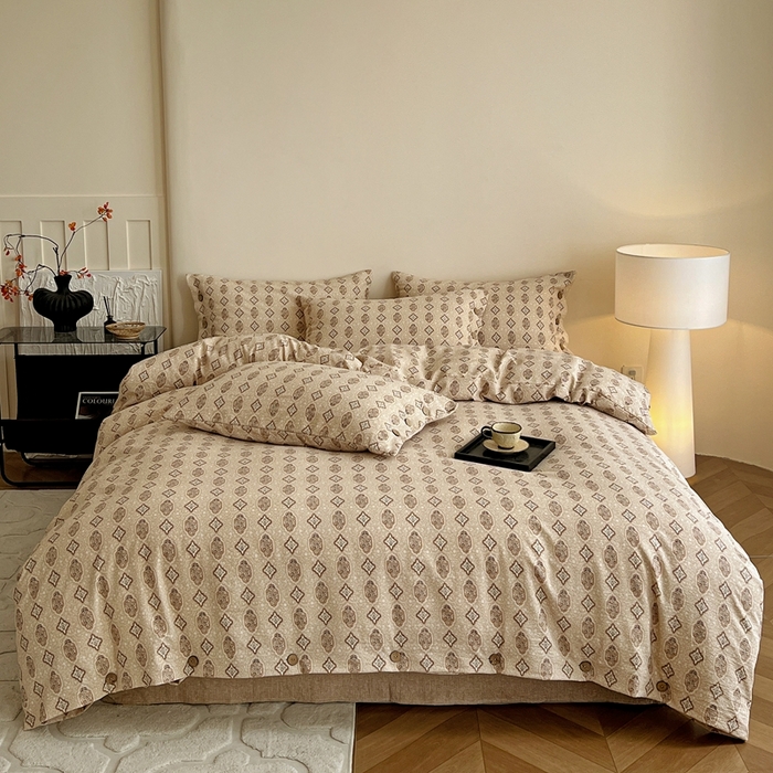 仟网汇  2025新款亚麻纽扣款四件套 时光里