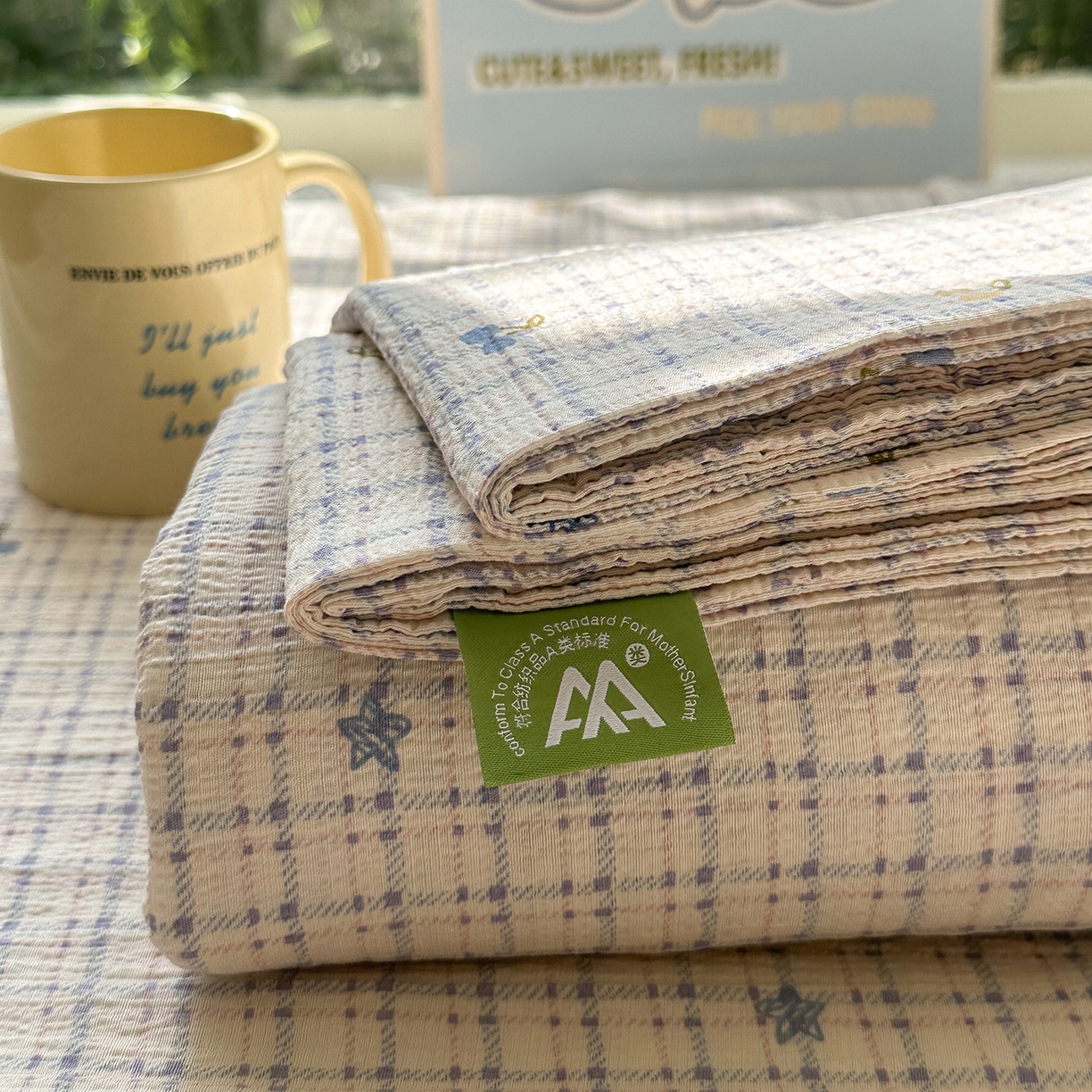 91家纺网 家纺一手货源 找家纺 沐芷 2025 沐芷A类双层纱床笠单件/床笠三件套  床笠款床罩床垫保护套罩 郁见