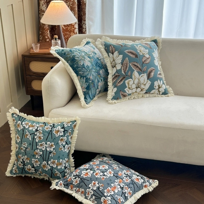 91家纺网 家纺一手货源 找家纺 （总）新奇异 2025新款排苏流苏色织提花抱枕