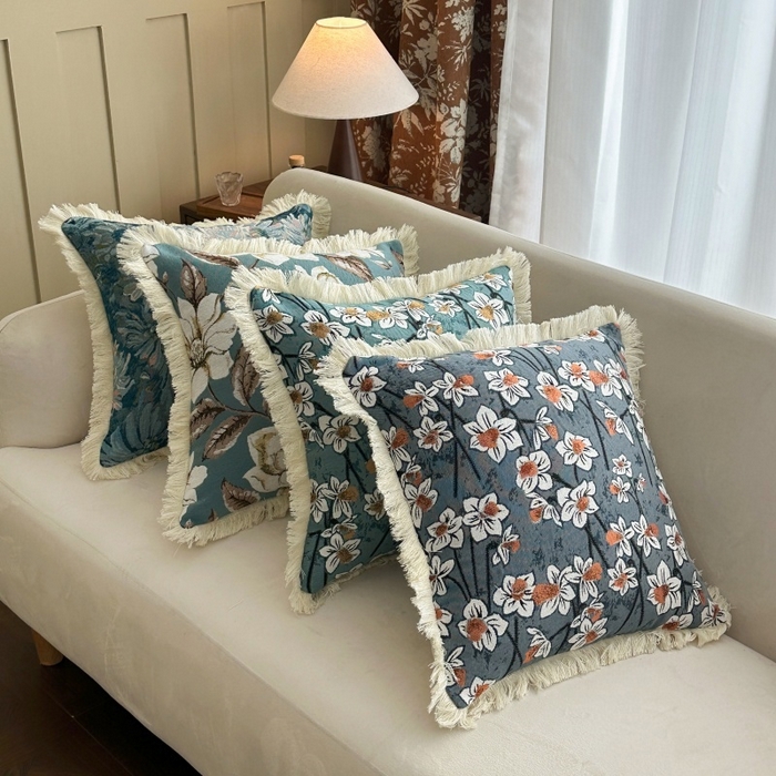 91家纺网 家纺一手货源 找家纺 （总）新奇异 2025新款排苏流苏色织提花抱枕