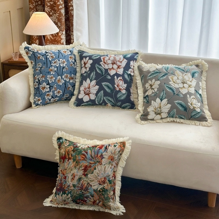 91家纺网 家纺一手货源 找家纺 （总）新奇异 2025新款排苏流苏色织提花抱枕