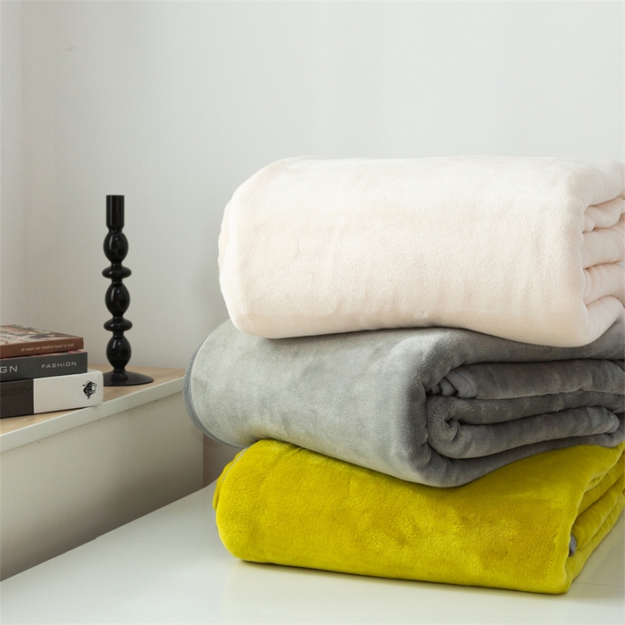 91家纺网 家纺一手货源 找家纺 （总）兰紫橙家纺 2025新款跨境纯色云貂绒360克包边毛毯毯子多功能盖毯