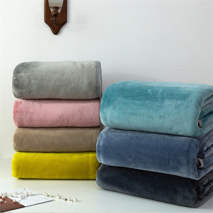 91家纺网 家纺一手货源 找家纺 （总）兰紫橙家纺 2025新款跨境纯色云貂绒360克包边毛毯毯子多功能盖毯