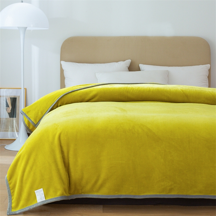 91家纺网 家纺一手货源 找家纺 （总）兰紫橙家纺 2025新款跨境纯色云貂绒360克包边毛毯毯子多功能盖毯