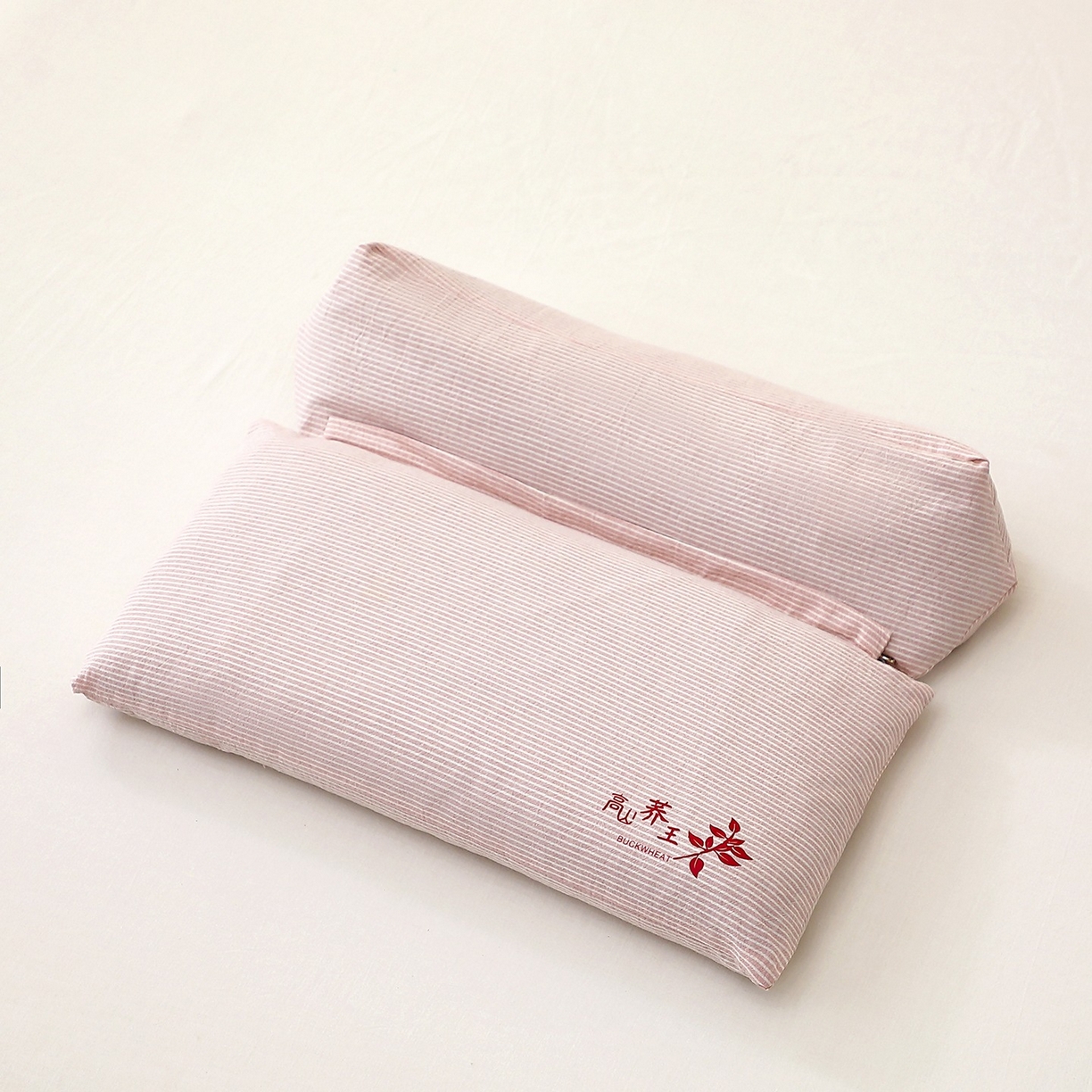 91家纺网 家纺一手货源 找家纺 怡薇格枕芯2025新款高山荞王三角组合可拆卸荞麦枕头枕芯 粉色