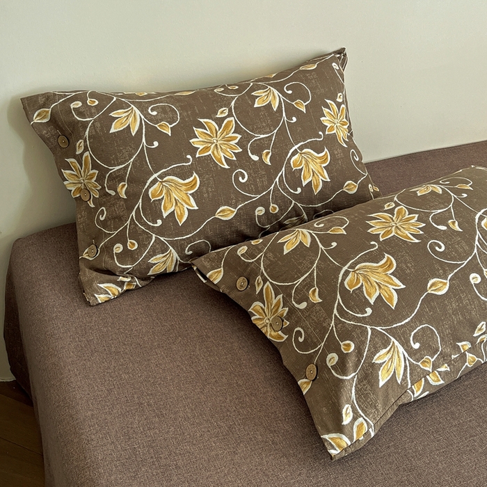 91家纺网 家纺一手货源 找家纺 仟网汇  2025新款亚麻纽扣款四件套 一路繁花