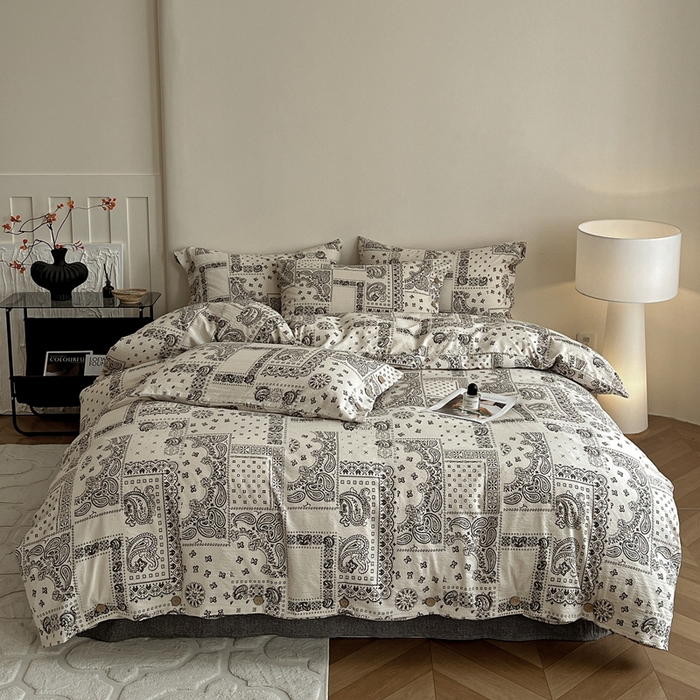 仟网汇  2025新款亚麻纽扣款四件套 伊甸园