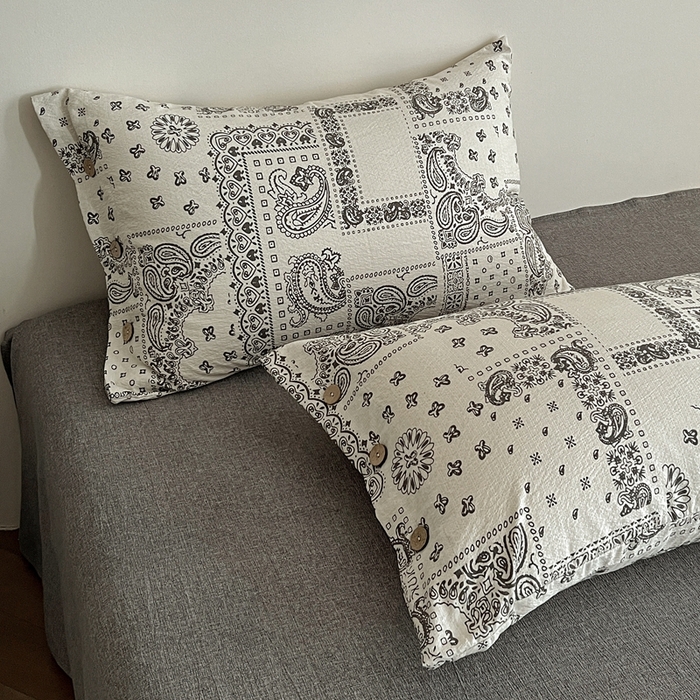 91家纺网 家纺一手货源 找家纺 仟网汇  2025新款亚麻纽扣款四件套 伊甸园