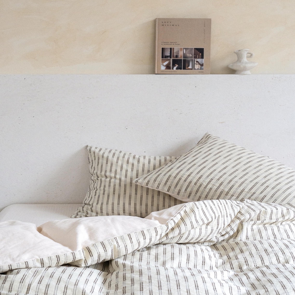 91家纺网 家纺一手货源 找家纺 （总）小春日和 2025新款纯棉水洗棉麻四件套穿绳特殊工艺被套高端民宿个性三件套纯色床单全棉床笠加大被套