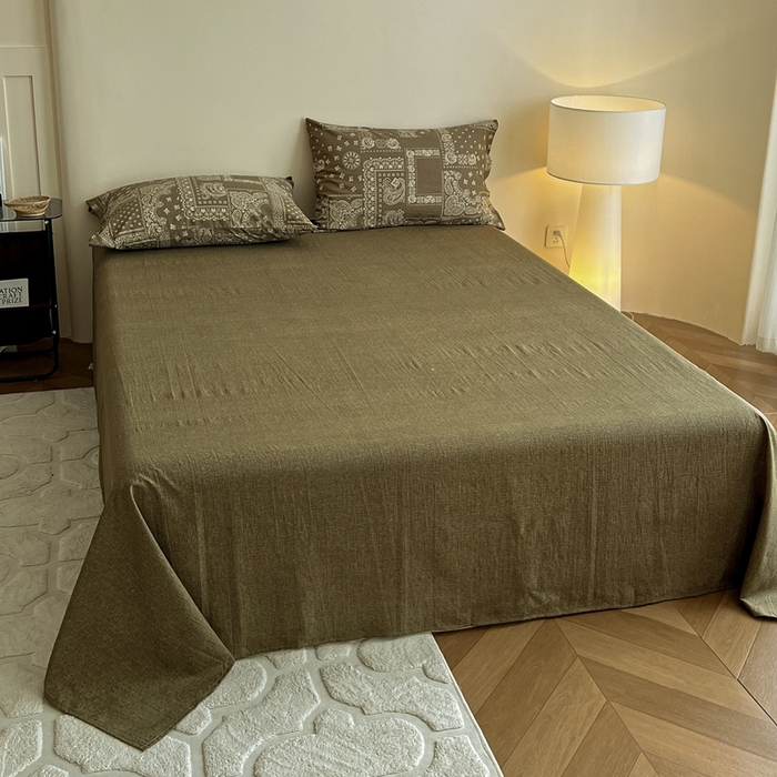 91家纺网 家纺一手货源 找家纺 仟网汇  2025新款亚麻纽扣款四件套 印象庄园