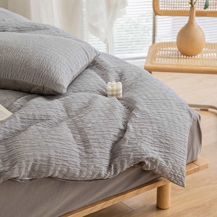 91家纺网 家纺一手货源 找家纺 （总）贝尔 PELLHOME 全棉ins简约泡泡纱四件套-无印风（春节不打烊)（可抖音代发）