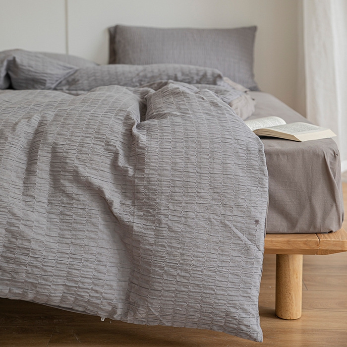 91家纺网 家纺一手货源 找家纺 （总）贝尔 PELLHOME 全棉ins简约泡泡纱四件套-无印风（春节不打烊)（可抖音代发）