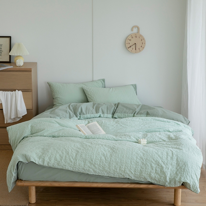 91家纺网 家纺一手货源 找家纺 （总）贝尔 PELLHOME 全棉ins简约泡泡纱四件套-无印风（春节不打烊)（可抖音代发）