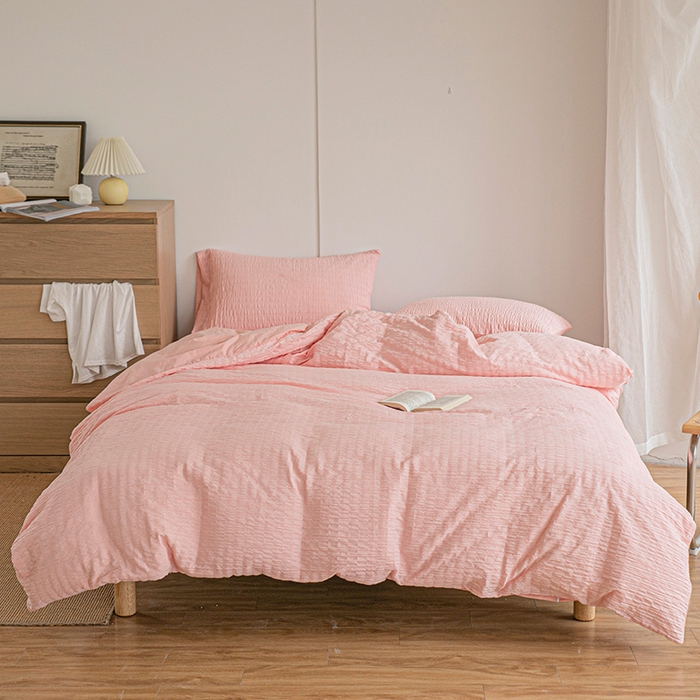 91家纺网 家纺一手货源 找家纺 （总）贝尔 PELLHOME 全棉ins简约泡泡纱四件套-无印风（春节不打烊)（可抖音代发）